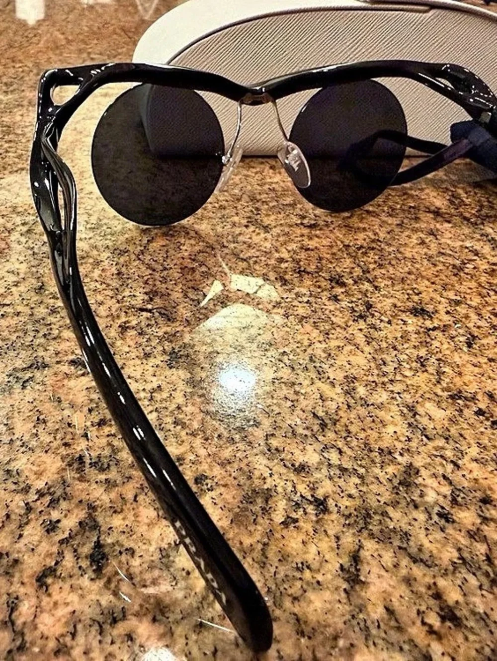 Prada SPR 16Q Cinema Round Sunglasses Black & Brown Like New